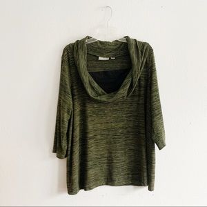 Avenue Green Black Cowl Neck 3/4 Sleeve Top 18/20